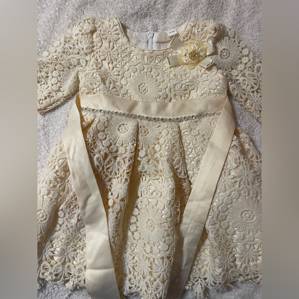 Chic Cream Lace Dress with Floral Accent